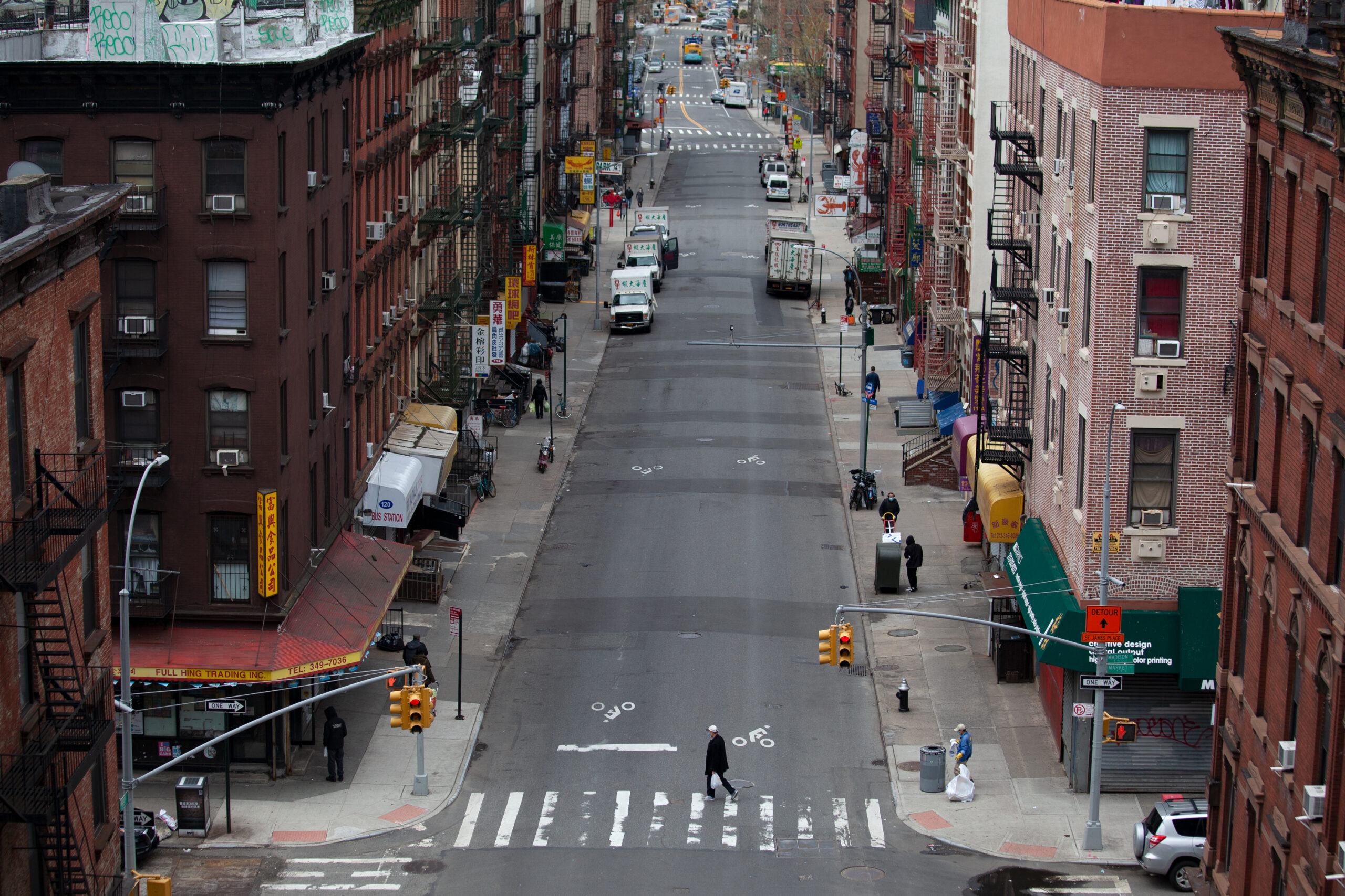The streets were desolate in Chinatown during the coronavirus outbreak, April 14, 2020.