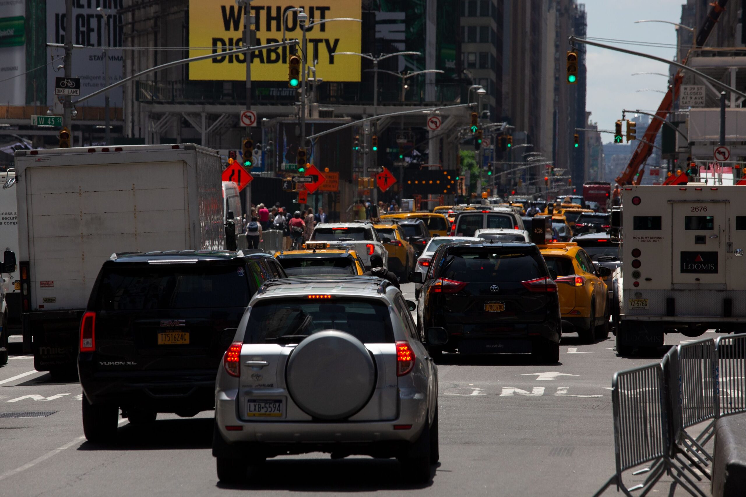 Drivers snake their way through Times Square, June 8, 2022.
