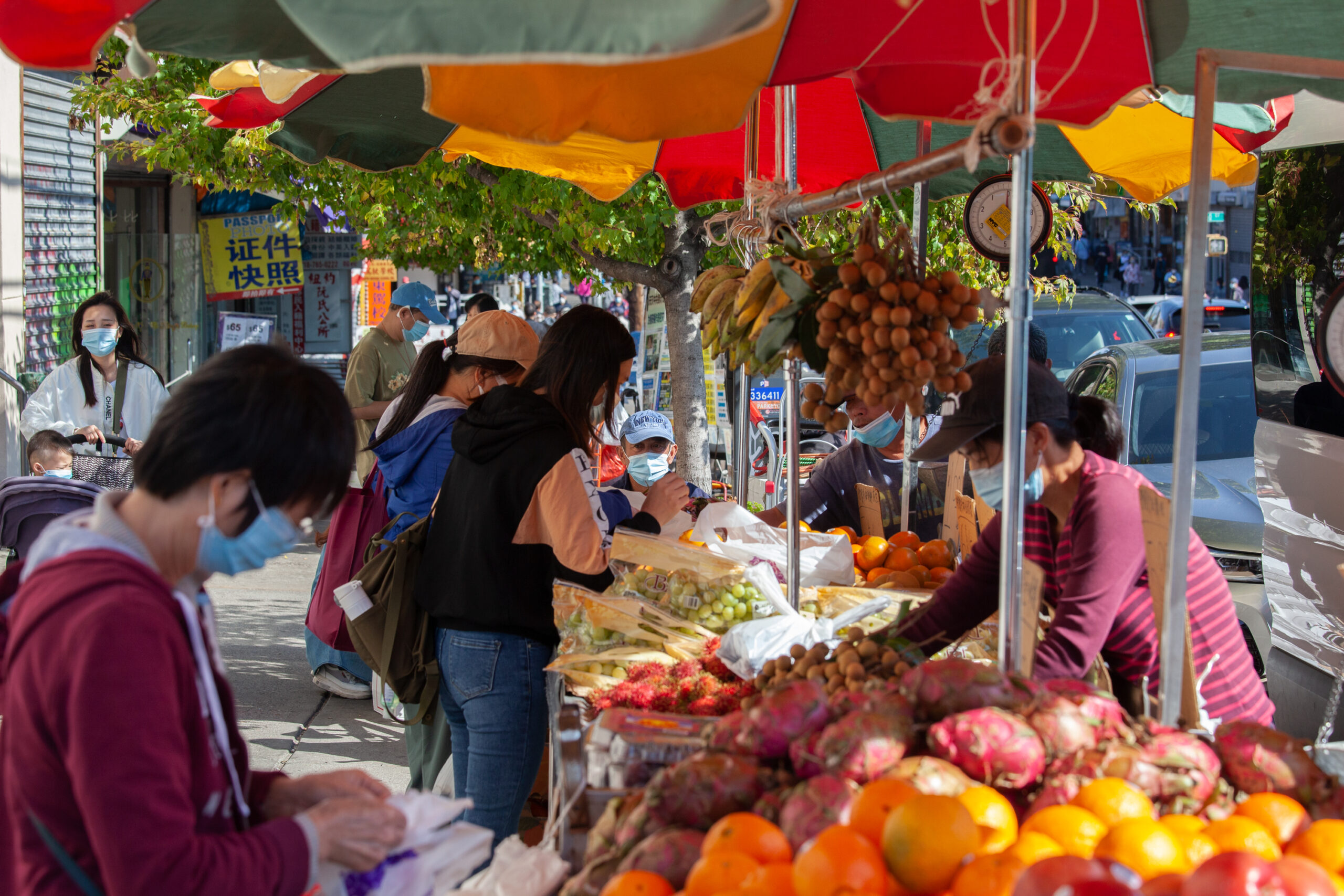 Street vendors sell produce in Sunset Park, Brooklyn, Oct. 7, 2020.