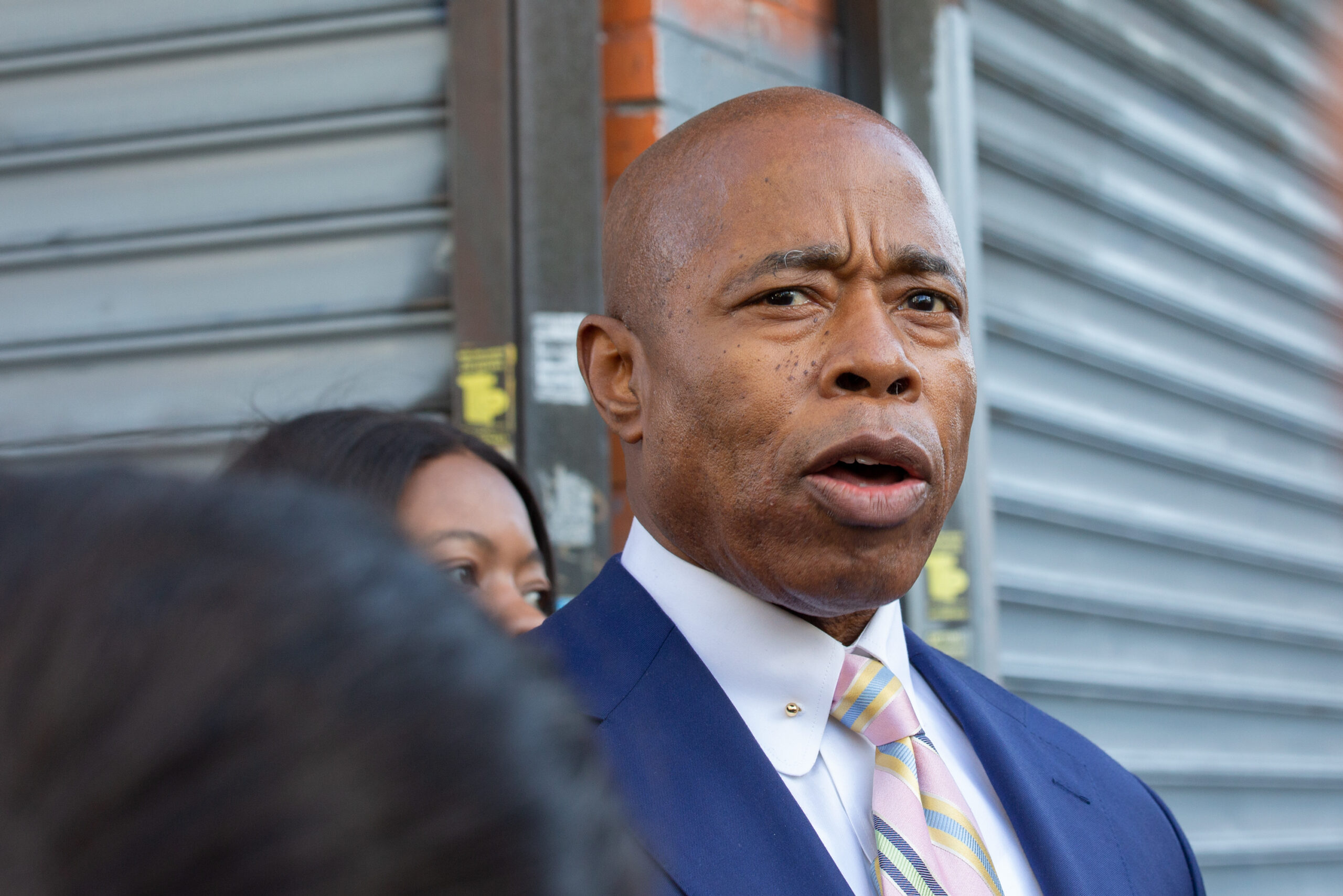 Mayor Elect Eric Adams visited the site of a shooting at a Flatbush, Brooklyn bodega, Dec. 15, 2021.