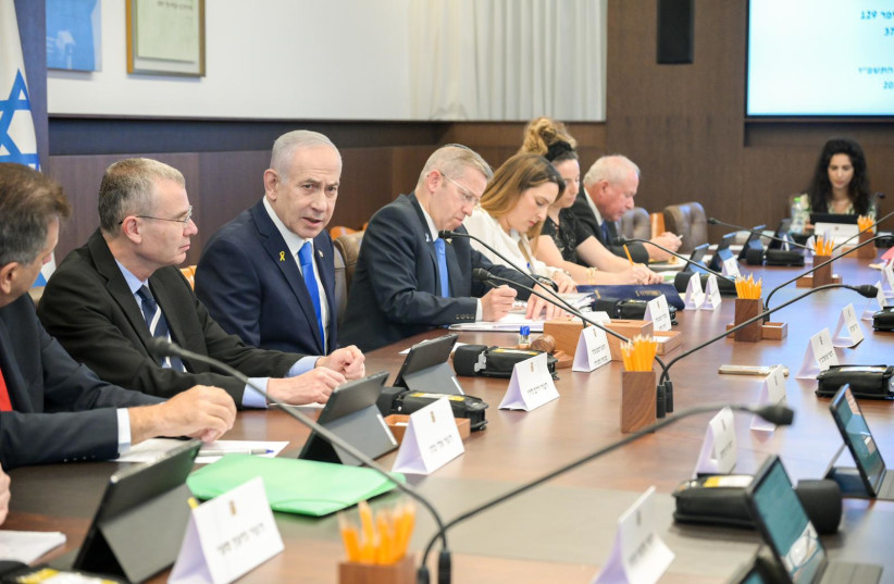 Prime Minister Benjamin Netanyahu addresses the cabinet, November 23 2025 (credit: MAAYAN TOAF/GPO)