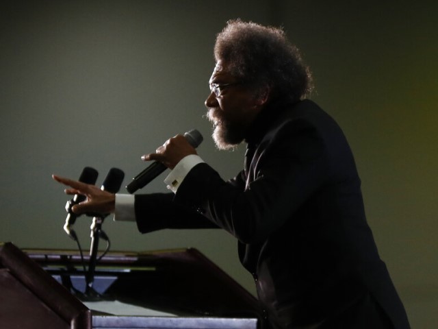 Political activist Cornel West speaks at a campaign rally for Democratic presidential candidate Sen. Bernie Sanders, I-Vt., in Detroit, Friday, March 6, 2020. (AP Photo/Paul Sancya)