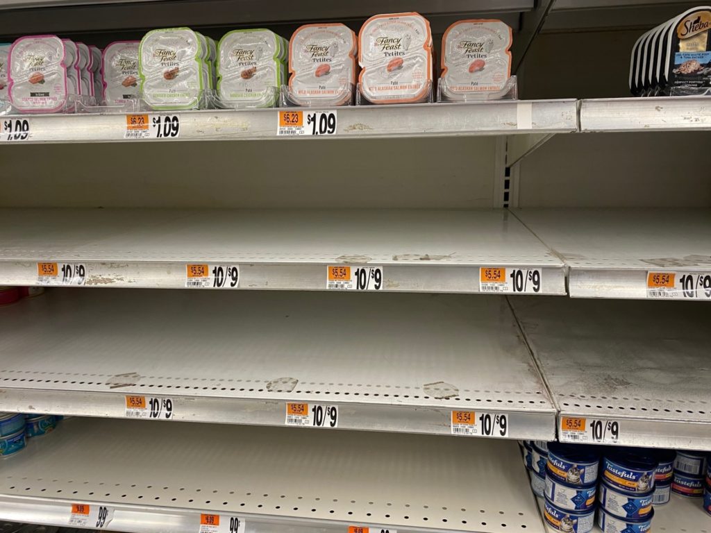 America's supply-chain shortage is evident in local pet and grocery stores in New York City as store owners struggle to keep inventory stocked on October 16 2021 (MediaPunch /IPX via AP)