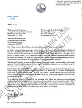 DC Mayor Muriel Bowser rejected President Trump's offer of National Guard troops on January 6 in thislettera day before. (Kash Patel/Screenshot via The Epoch Times)
