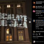 Stanford Jewish students photograph anti-Israel protester wearing Hamas headband