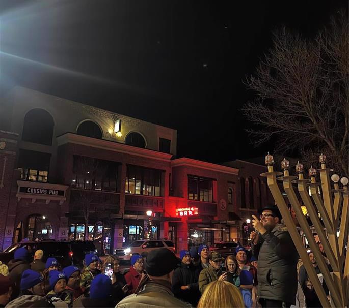 Rabbi Chaim S. Bruk at Chabad of Montana's eighteen community Chanukah events across the state last year.