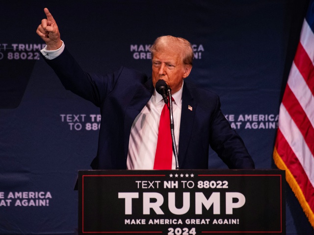 Former US President and 2024 Republican presidential hopeful Donald Trump speaks at a campaign event in Wolfeboro, New Hampshire, on October 9, 2023 (Photo by Joseph Prezioso / AFP) (Photo by JOSEPH PREZIOSO/AFP via Getty Images).