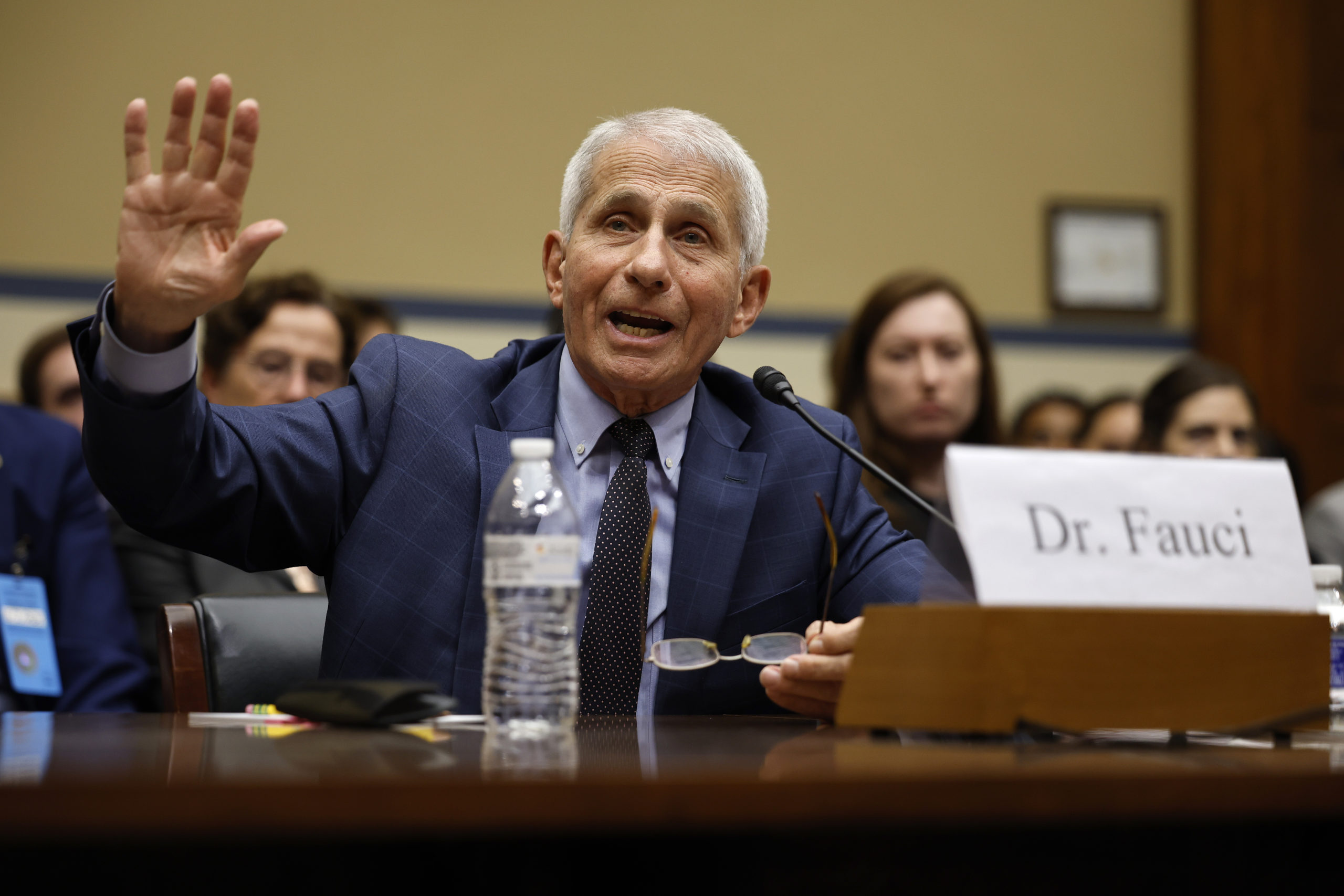 WASHINGTON, DC - JUNE 03: Dr. Anthony Fauci, former Director of the National Institute of Allergy and Infectious Diseases, testifies before the House Oversight and Accountability Committee Select Subcommittee on the Coronavirus Pandemic at the Rayburn House Office Building on June 03, 2024 in Washington, DC. The Subcommittee is holding a hearing on the findings from a fifteen month Republican-led probe of former Director of the National Institute of Allergy and Infectious Diseases Dr. Anthony Fauci and the COVID-19 pandemic's origins. (Photo by Chip Somodevilla/Getty Images)