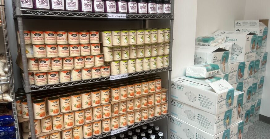 Shelves of food for those in need at the UJA-Federation of New York's Brooklyn Hub, Nov. 21, 2024. Photo by Vita Fellig