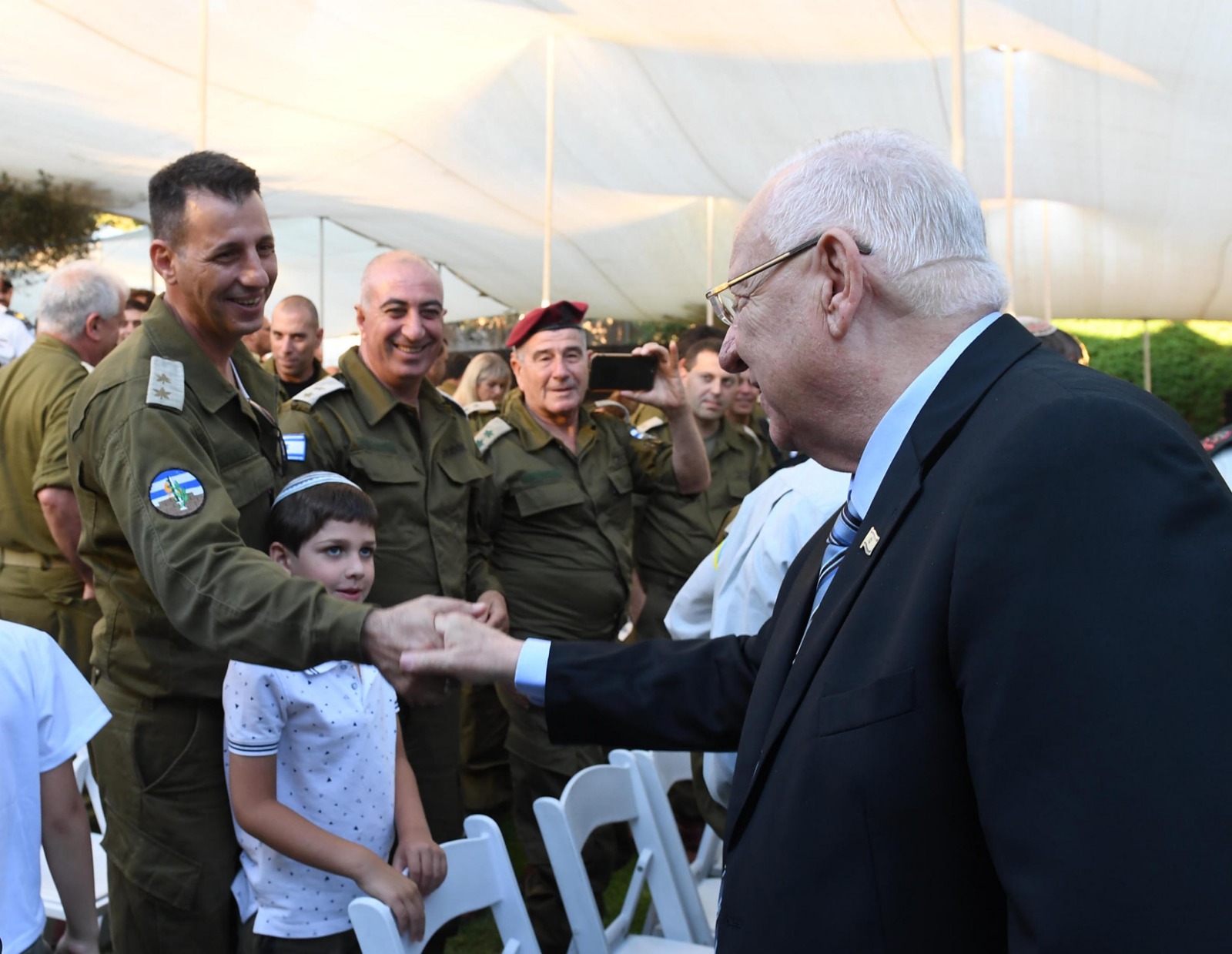 President Rivlin presented certificates of excellence IDF outstanding reserve units photo credit Mark Neiman GPO|President Rivlin with Jason Greenblatt photo credit Mark Neiman GPO