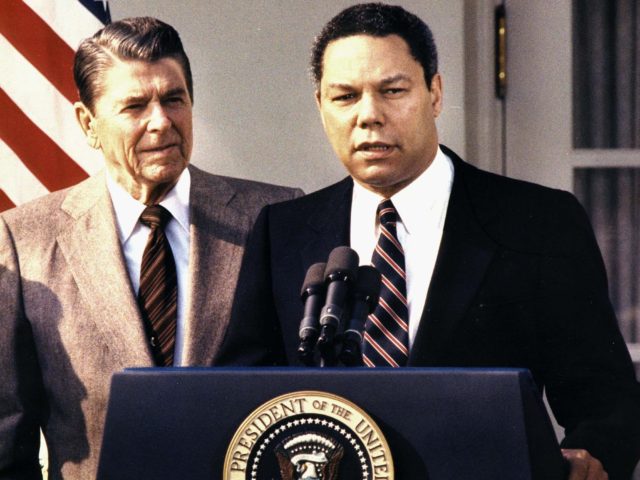 Reagan and Colin Powell (Chris Wilkins / AFP / Getty)