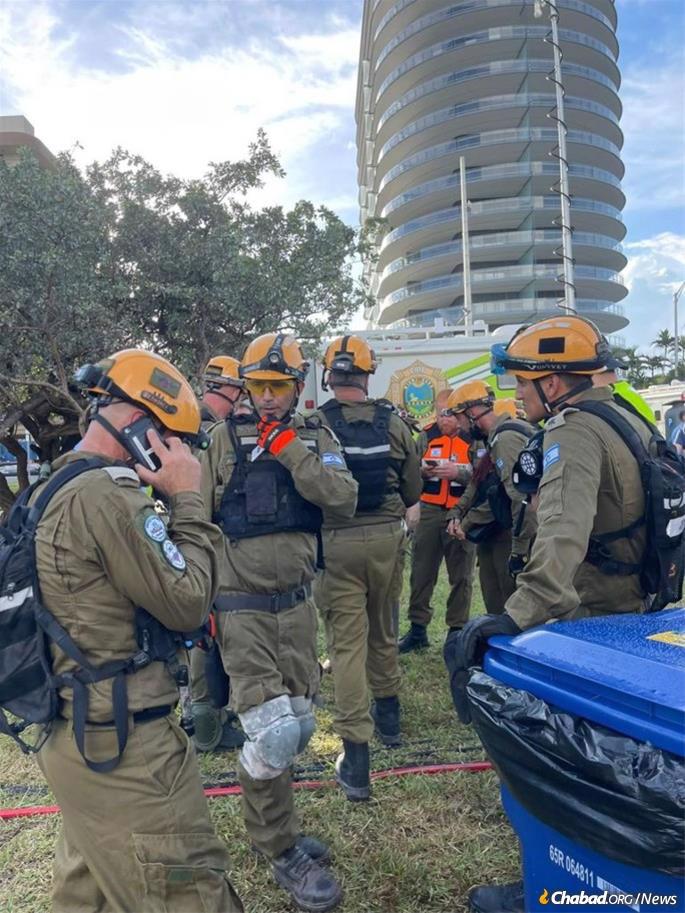 Israel Defense Forces Search and Rescue team at the scene.