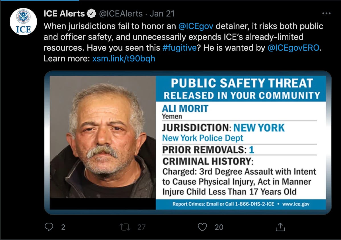(Screenshot Twitter / ICEAlerts)