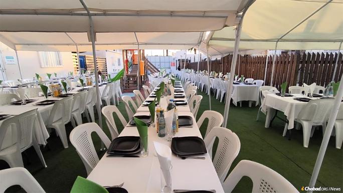 The center has been transformed to accommodate the needs of all those stranded on the island.
