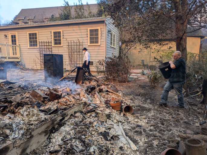 Rabbis at Chabad of Pasadena are working hard to ensure that community members are safe. In some cases, that means actively putting out fires themselves. - Chabad of Pasadena