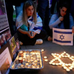 Researchers from Haifa University hold hostage posters in Antartica